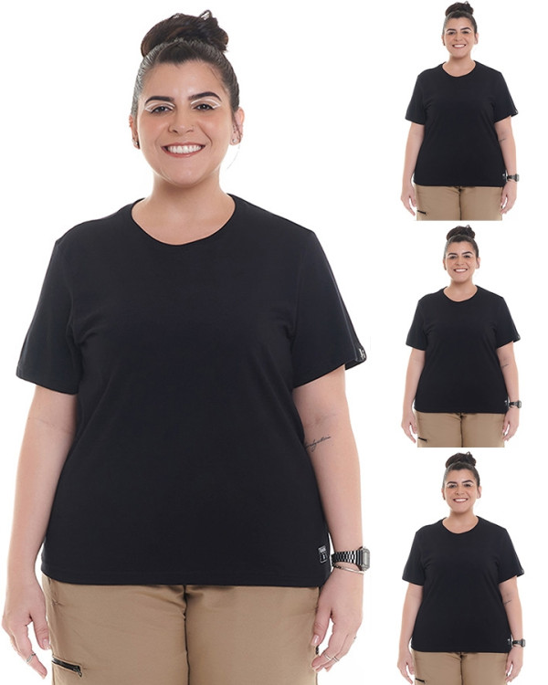Kit 4 Camisetas Basicas Feminina Pretas Knulu