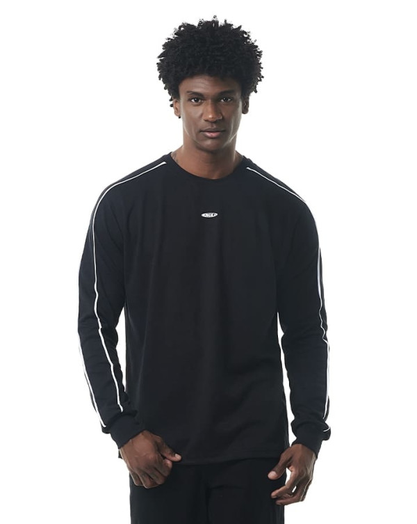 Camiseta Manga Longa Stripe Preto Knulu