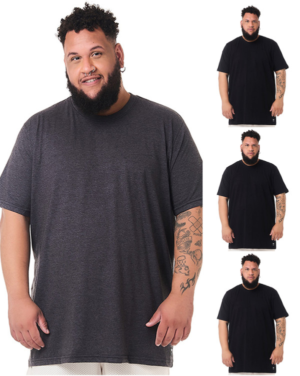 Kit 4 Camisetas Basicas 3 Pretas 1 Chumbo Knulu