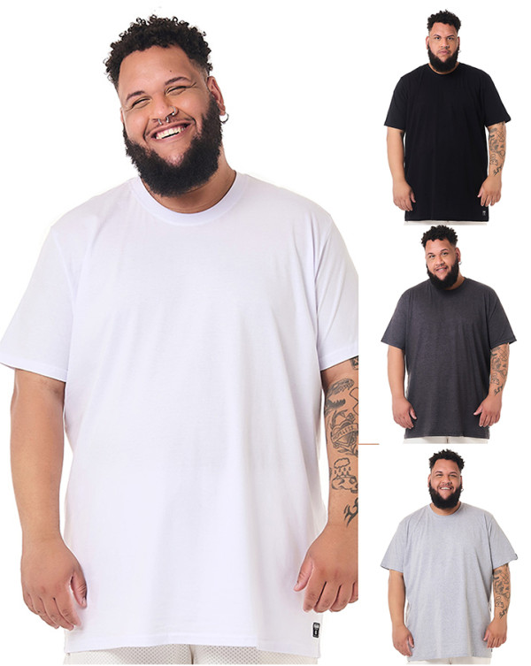 Kit 4 Camisetas Basicas 1 Branca 1 Preta 1 Cinza Chumbo 1 Cinza Mescla Knulu