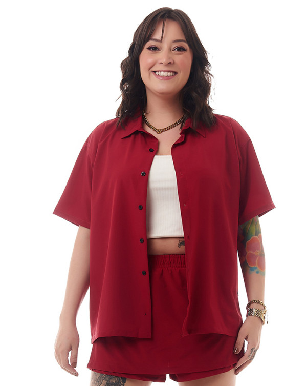 Camisa Feminina Oversized Vermelho knulu