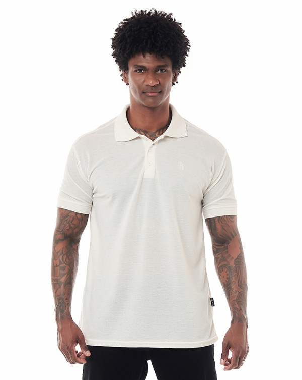 Camisa Polo Piquet Classic Natural Off White Knulu