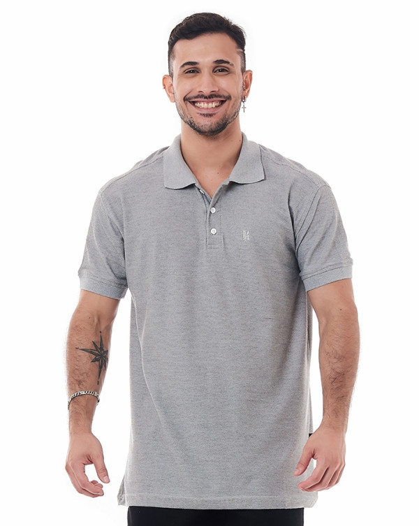 Camisa Polo Piquet Classic Texture Cinza Knulu
