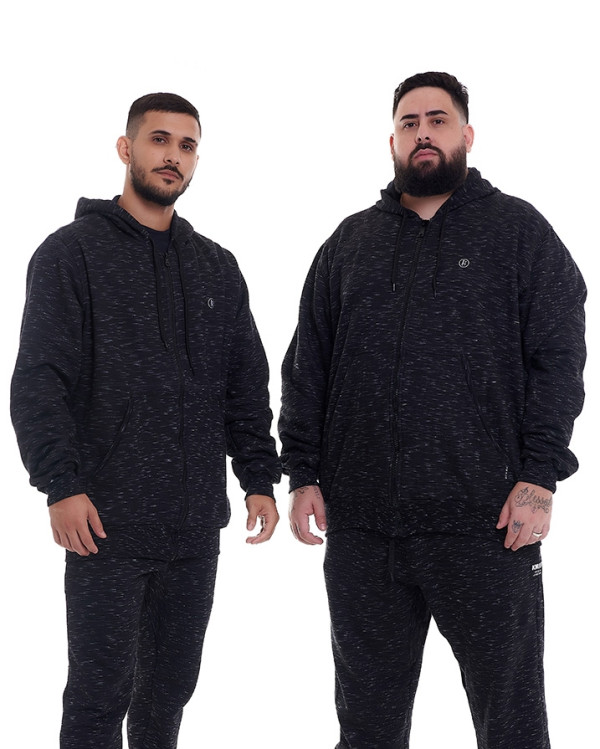 Casaco Moletom Confort Preto Jet Knulu