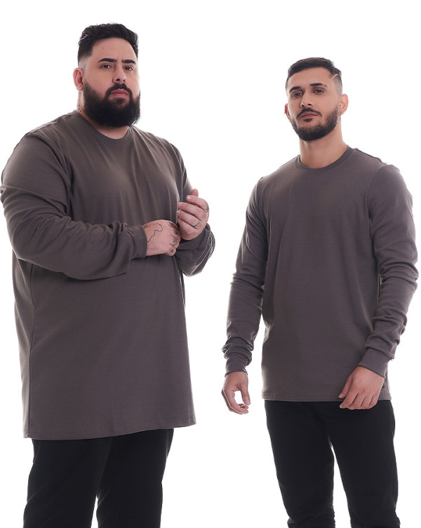 Camiseta Manga Longa Soft Basic Cinza Chumbo Knulu