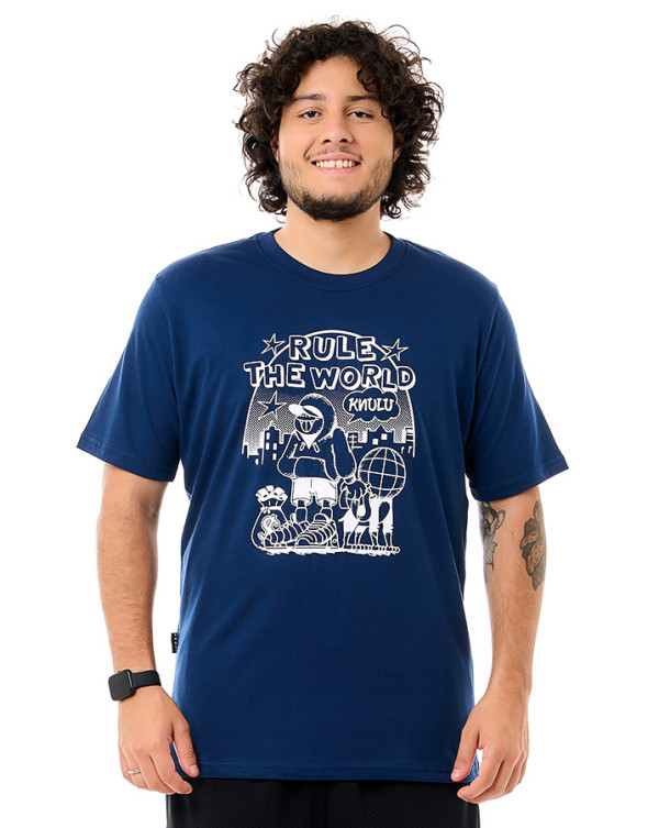 Camiseta Classic Rule The World Azul Marinho Knulu
