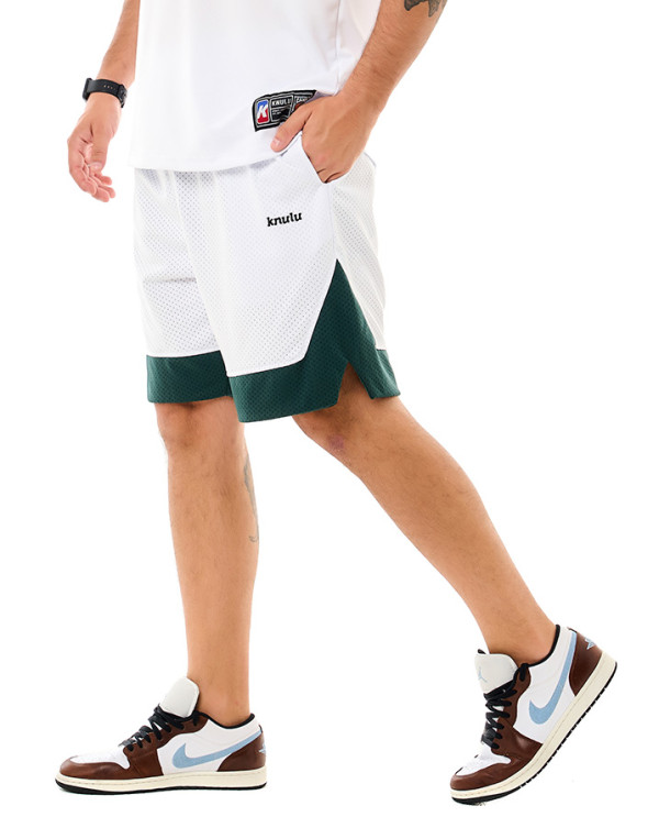 Bermuda Dry-Fit Pyramid Branco e Verde Knulu