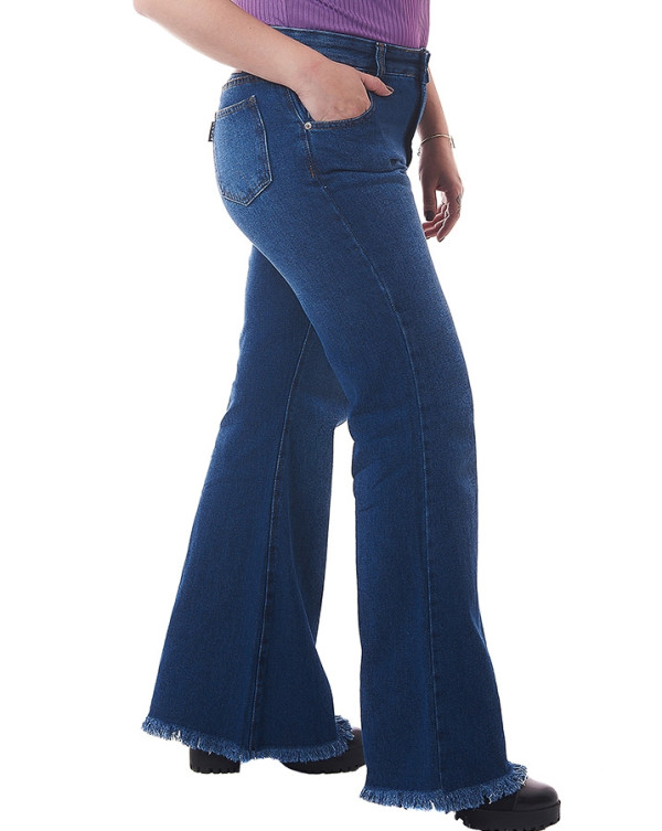 Calça Jeans Feminina Pantalona Torrance Azul Knulu