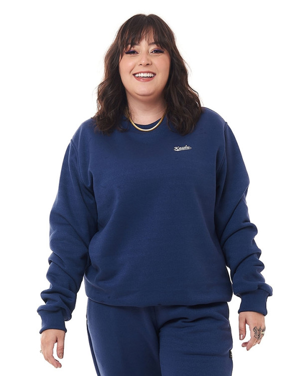 Blusa Moletom Feminina Intensity Azul Jeans Knulu