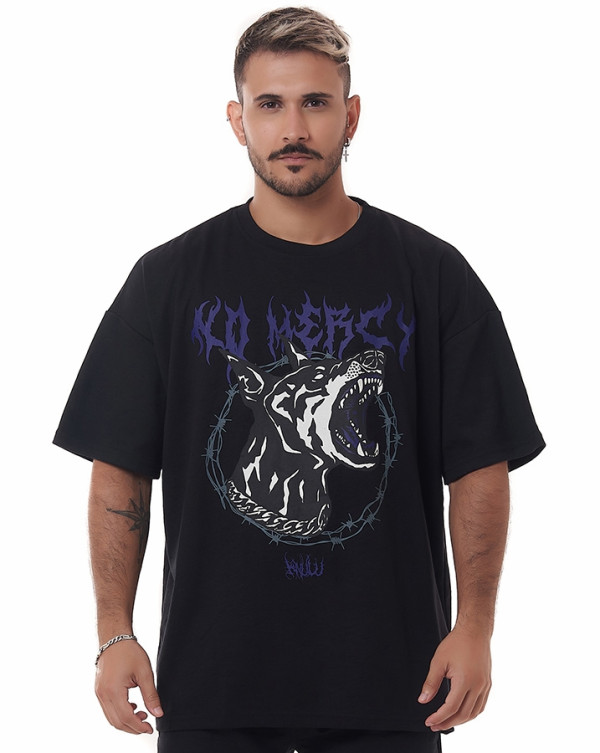 Camiseta Oversized No Mercy Preto Knulu