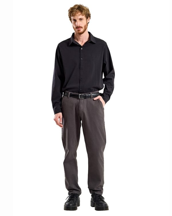Calça Chino Masculina Sarja Daily Cinza Knulu