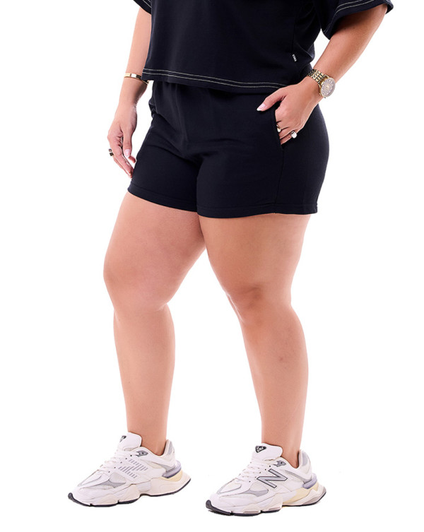 Short Moletom Casual Feminino Moviment Preto Knulu