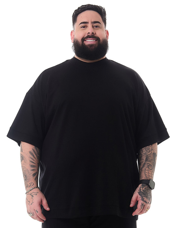 Camiseta Oversized Boxy Details Preto Knulu