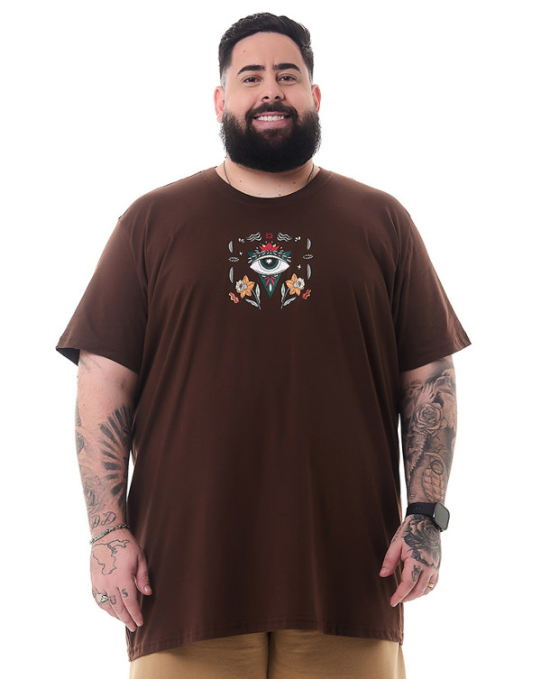 Camiseta Classic Flower Eye Marrom Knulu