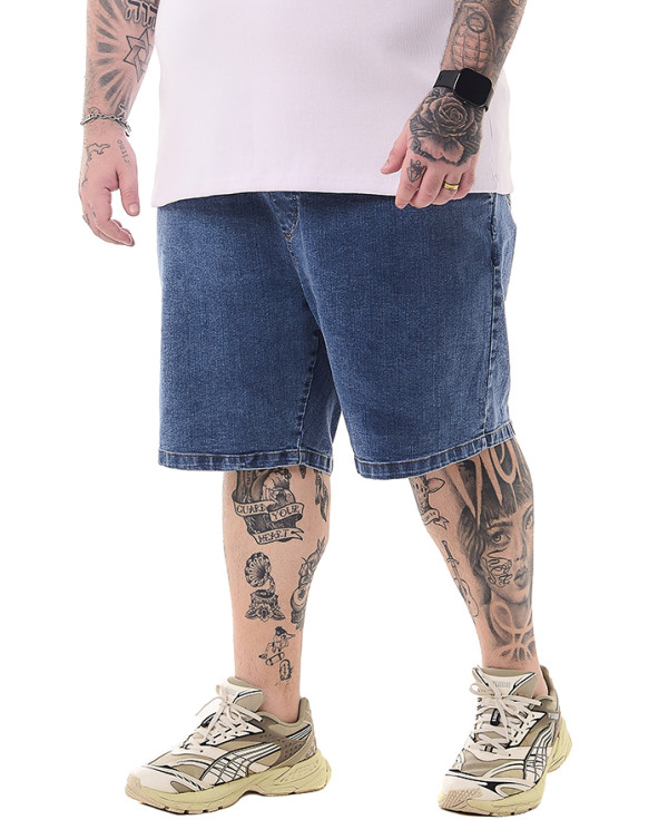 Bermuda Jeans Masculina Blue Wash Com Cós de Elástico Knulu
