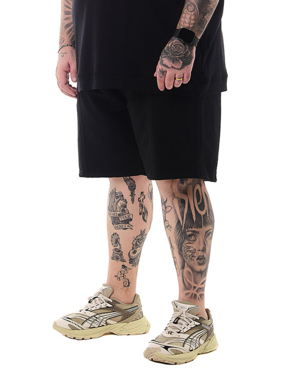 Bermuda Moletom Casual Recortada Preto Knulu