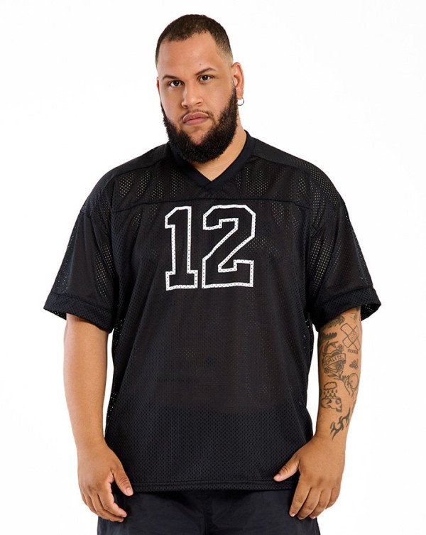 Camiseta Oversized Jersey Dry-Fit Twelve Preto Knulu