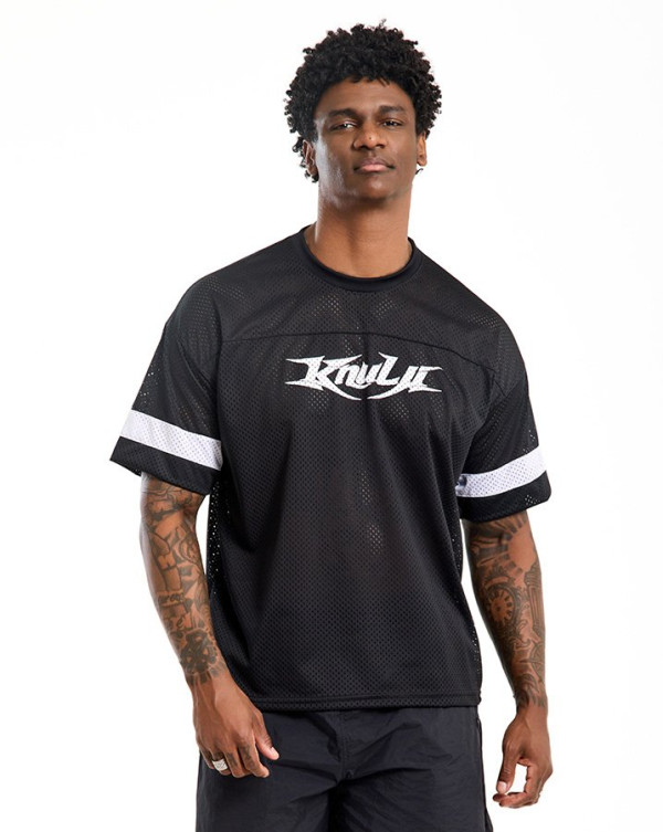Camiseta Oversized Boxy Jersey Dry-Fit Logo Preto Knulu