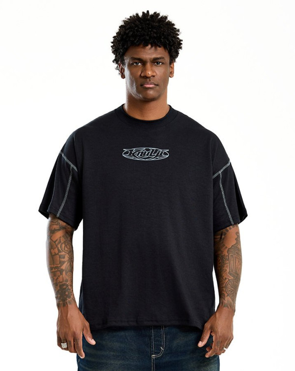 Camiseta Oversized  Colored Line Preto Knulu