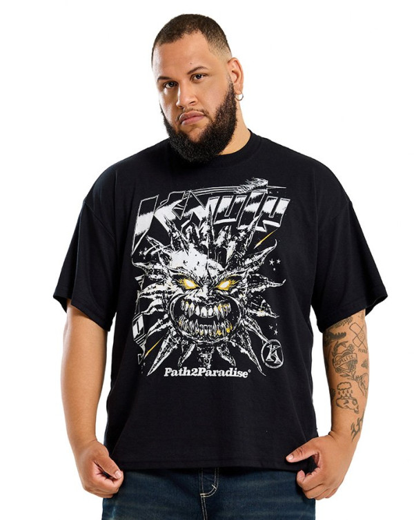 Camiseta Oversized Boxy Sun Preto Knulu