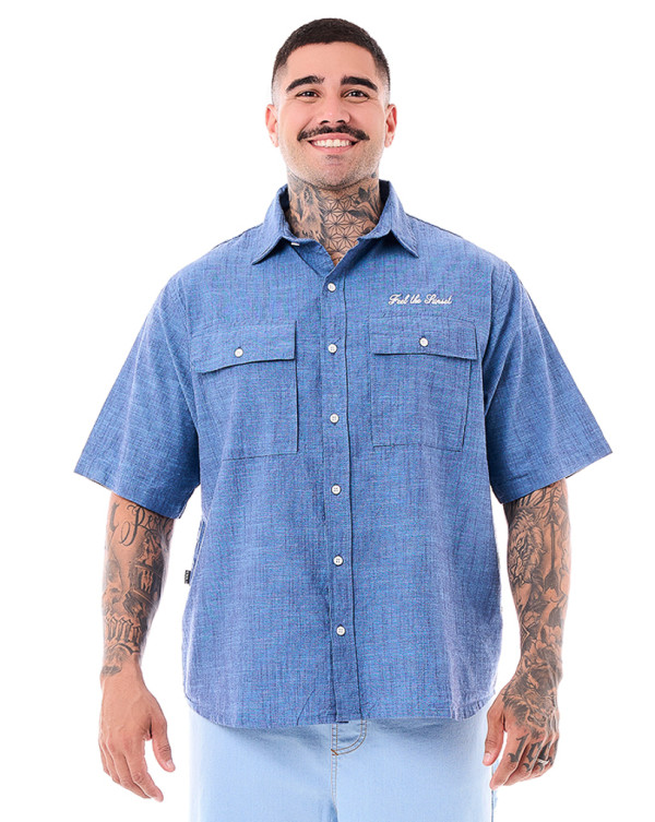 Camisa Oversized Feel The Sunset  Azul Jeans Knulu