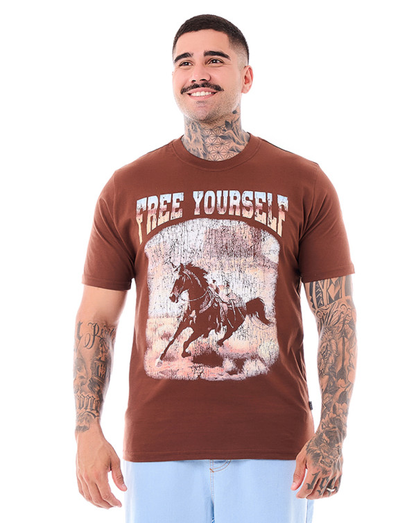 Camiseta Classic Free Yourself Marrom Knulu