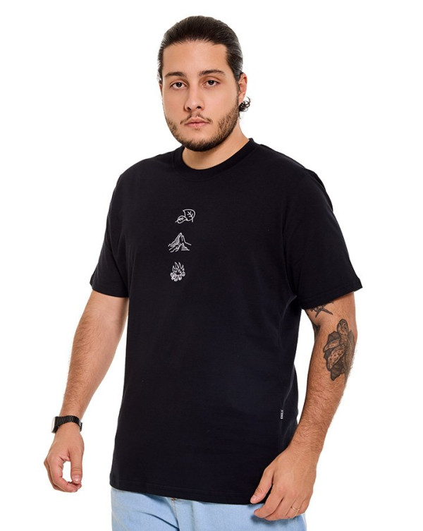 Camiseta Classic Mountain Icons Preto Knulu