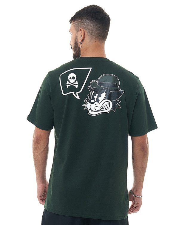 Camiseta Classic Cat Skull Verde Knulu 