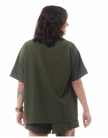 Camisa Feminina Oversized Verde Militar knulu