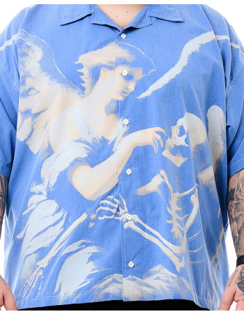 Camisa Oversized Gola Cubana Angel Azul Jeans Knulu