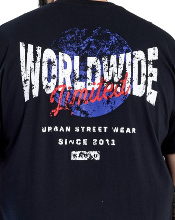 Camiseta Classic Algodão Premium Worldwide Preto Knulu