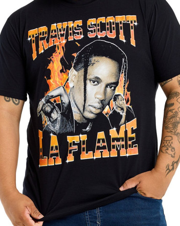 Camiseta Classic Algodão Premium Travis La Flame Preto Knulu