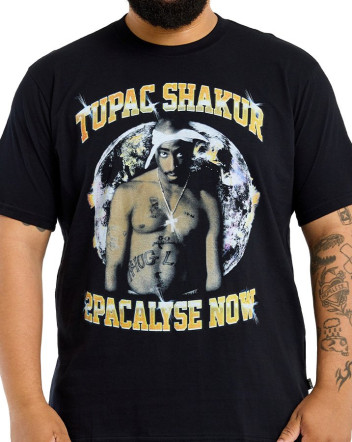 Camiseta Classic Algodão Premium Tupac Shakur Globo Preto Knulu
