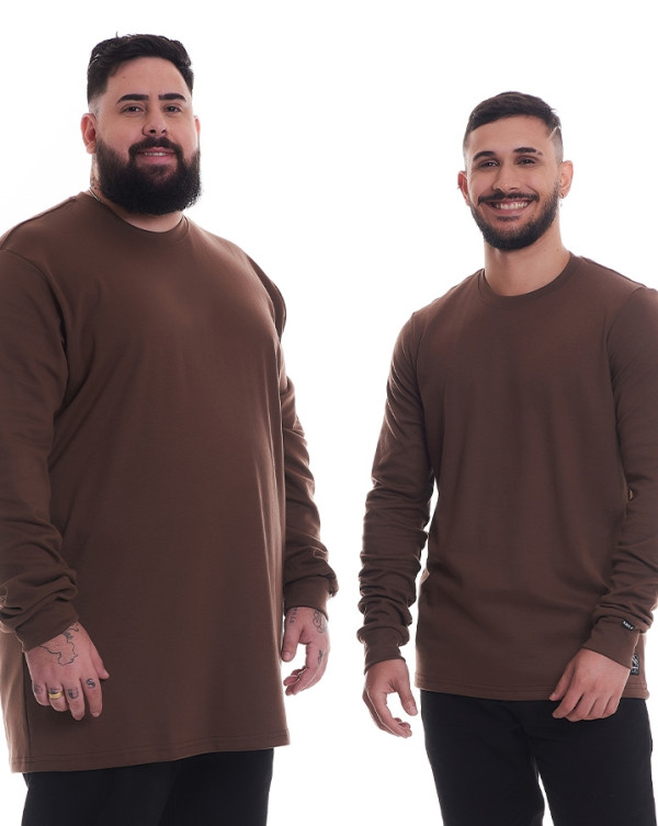 Camiseta Manga Longa Soft Basic Marrom Knulu