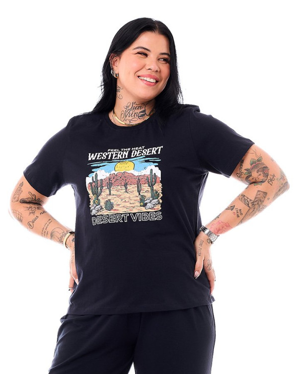 Camiseta Feminina Desert Vibes Preto Knulu
