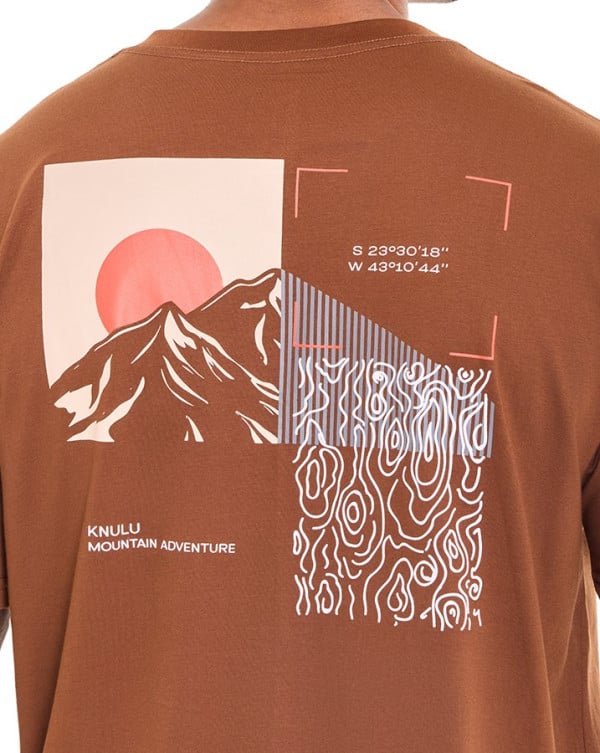 Camiseta Classic Algodão Premium Mountain Sun Marrom Knulu