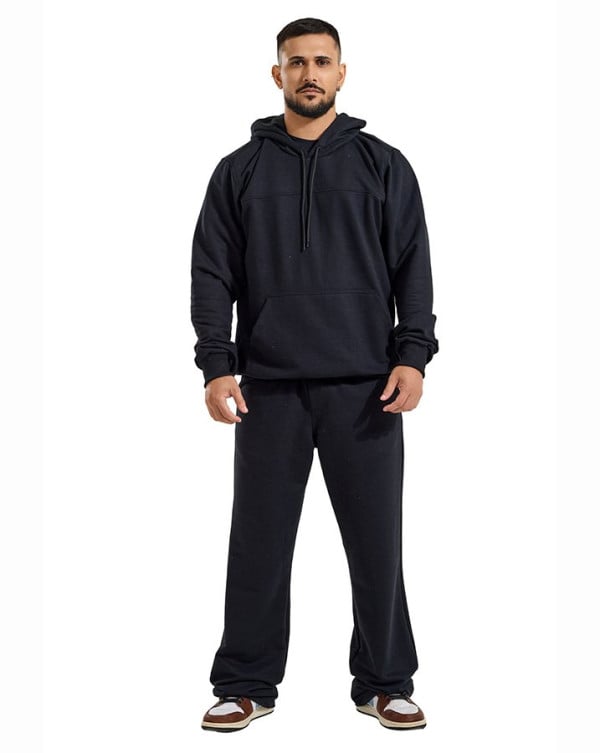 Calça Reta Masculina Cut Moletom Intensity Flanelado Preto Knulu