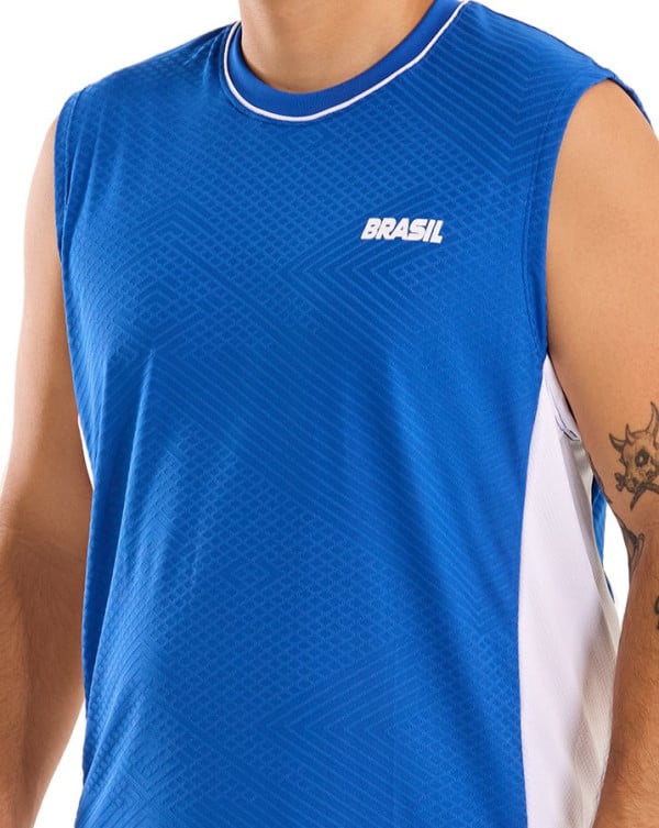 Regata Machão Dry Jacquard Brasil Azul Knulu