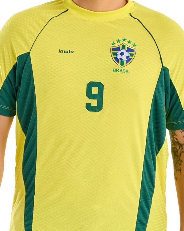 Camiseta Regular Fit Dry Jacquard Brasil Core Amarela Knulu