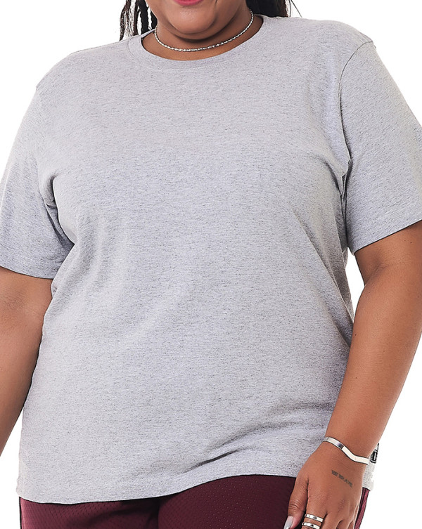 Camiseta Basica Feminina Cinza Mescla Knulu