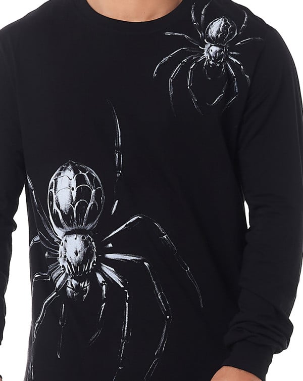 Camiseta Classic Manga Longa Algodão Premium Spider Preto Knulu