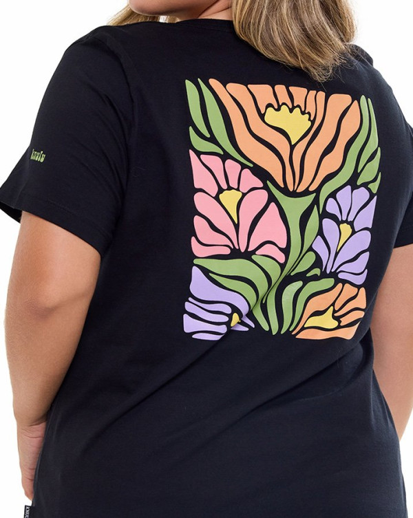 Camiseta Feminina Flower Painting Preto Knulu