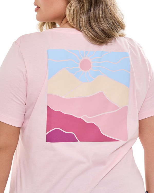 Camiseta Feminina Mountain Painting Rosa Knulu