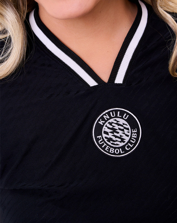 Camiseta Feminina Dry Fit Jacquar Geometric Preto Knulu
