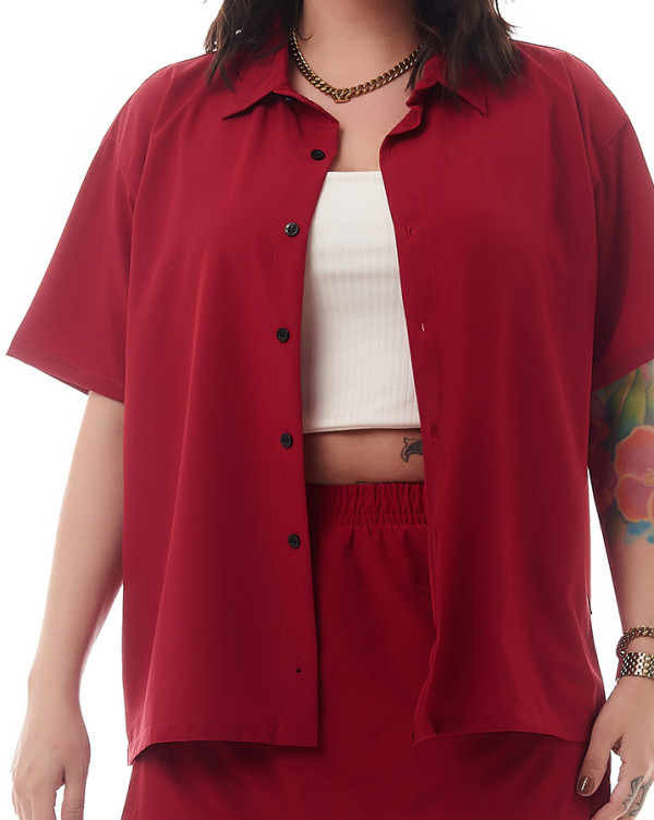 Camisa Feminina Oversized Vermelho knulu