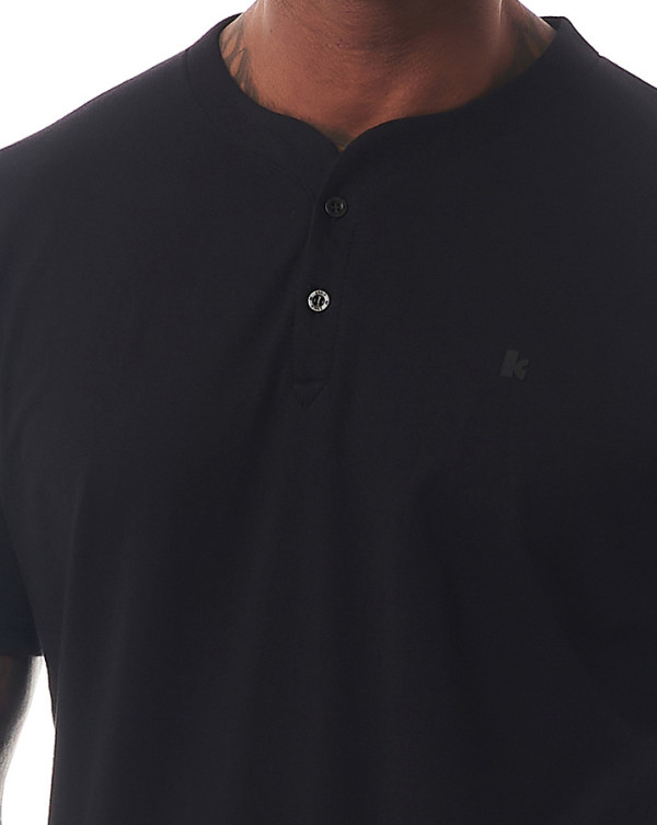Camiseta Classic Gola Henley England Preto Knulu