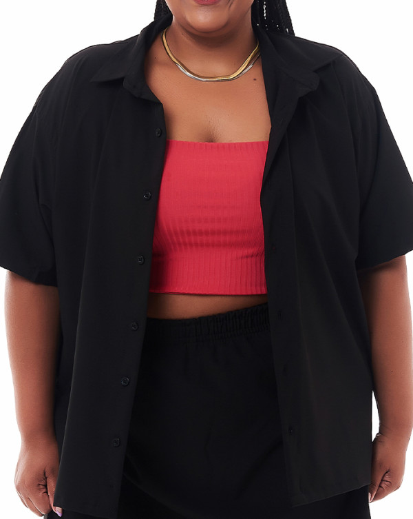 Camisa Feminina Oversized Preto knulu