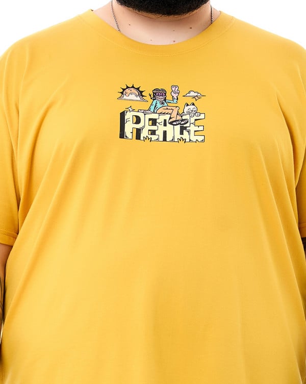 Camiseta Classic Algodão Premium Peace Mostarda Knulu