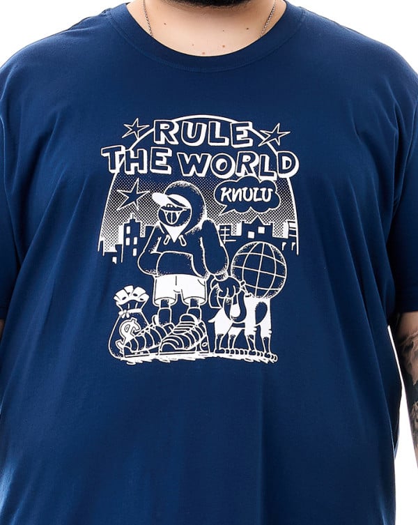 Camiseta Classic Algodão Premium Rule The World Azul Marinho Knulu