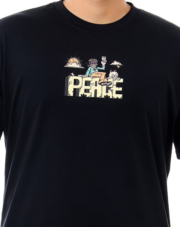 Camiseta Classic Algodão Premium Peace Preto Knulu